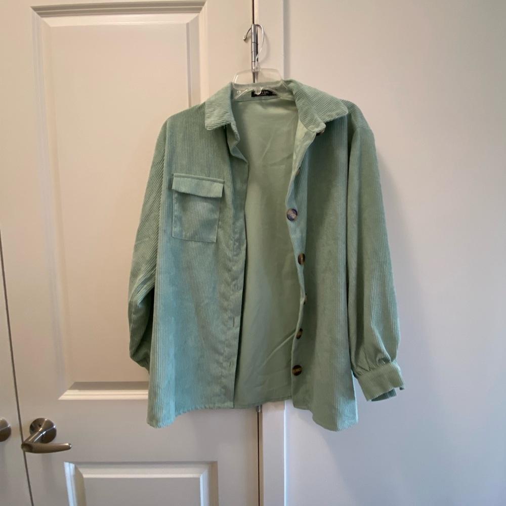 Green corduroy button down